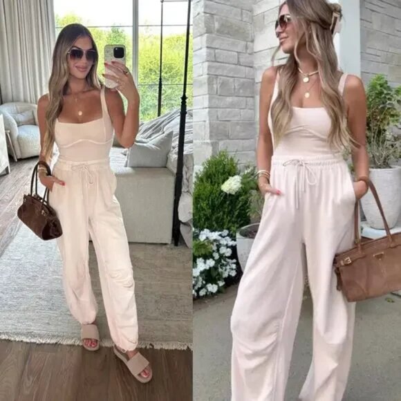 Free People Movement Inbound One Piece Jumpsuit in Cashmere / Lt Pink Small - Picture 2 of 3